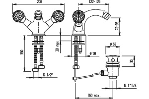 Смеситель Cezares Atlantis ATLANTIS-BS1-03/24-Sw для биде - 3