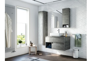 Мебель для ванной STWORKI Карлстад 90 дуб рошелье, роверелла, в стиле лофт, серая, под дерево, российская - 2