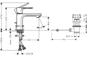 Смеситель для раковины Hansgrohe Rebris S хром - 2