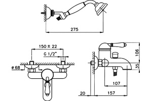 Смеситель Nicolazzi Classica Lusso 3401 GO 75 для ванны и душа - 3