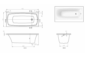 Акриловая ванна Black&White Swan 170х75 белая - 3