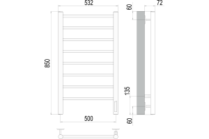 Электрический полотенцесушитель Terminus Аврора П8 500х850 Хром - 3