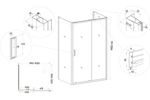 Душевой уголок Veconi Rovigo RV-046B 100x120, черный - 3