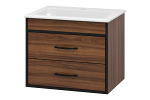 Тумба с раковиной Misty Кедр 60 темное дерево - черная