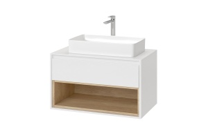 Тумба под накладную раковину Excellent Tuto 80 белый - светлое дерево  - 2