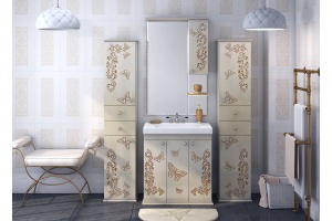 Зеркало Misty Бабочка 75 R бежевый, патина - 2