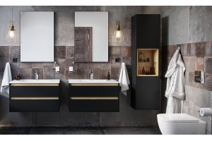 Тумба под раковину EXCELLENT Tuto 60 черный матовый - светлое дерево - 3