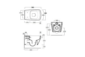 Чаша для подвесного унитаза Simas Baden Baden 56 черная матовая без сиденья - 3