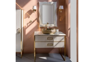 Тумба под раковину чашу Boheme Armadi Art Monaco 80 белый глянец - золото - 2