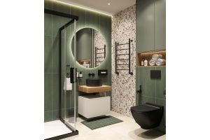 Мебель для ванной STWORKI Ольборг 60 столешница дуб французский, без отверстий, с тумбой 60, с раковиной BOCCHI Vessel черной - 2