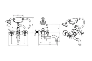 Смеситель для ванны Boheme Royal Cristal золото с черными кристаллами Preciosa и переключателем Swarovski - 2