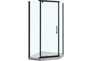 Душевой уголок Vincea Stresa VSP-1S100CLB 100x100, профиль чёрный, стекло прозрачное - 3