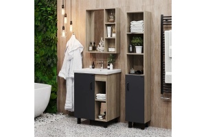 Тумба под раковину Onika Тимбер 60 серый матовый/дуб сонома (106147) - 3