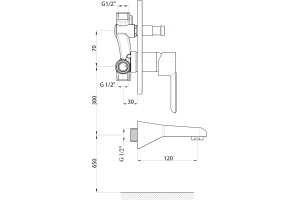 Смеситель для ванны с душем GPD Felis хром - 2