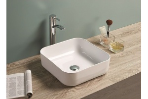 Раковина керамическая накладная AM-78110, цвет белый, 385х385х135