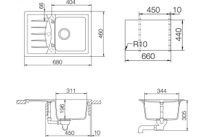 Мойка  Genius 45D Small  Cristalite альпина - 2