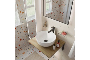 Столешница с раковиной DIWO Элиста 60 светлое дерево, с раковиной Moduo 40 RING - 2