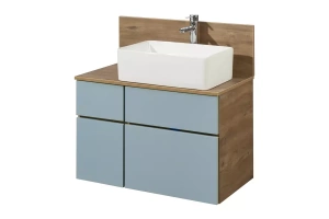 Тумба с раковиной Mila 50 и столешницей Aquaton Мишель 80 голубой-светлое дерево