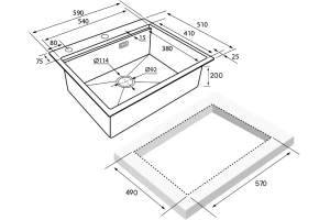 Мойка кухонная Paulmark Brim-Pro 59 брашированная сталь - 3