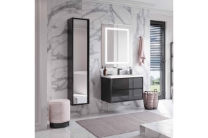 Комплект мебели Aquaton Римини 80 черный глянец