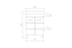 Тумба с раковиной Onika Балтика-Квадро 60 белый - 3