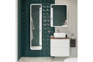 Мебель для ванной STWORKI Берген 60 белая с темной столешницей, раковина City 1