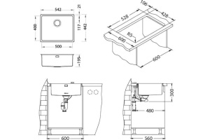 Мойка кухонная Alveus Kombino Monarch 50 золото, встраиваемая сверху - 3