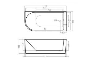 Акриловая ванна Esbano Afina 170х80 белый (ESVAAFINL) - 2