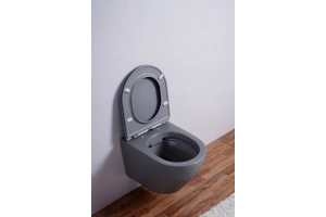 Унитаз подвесной Esbano Azalea с сиденьем микролифт, серый матовый (ESUPAZALGM) - 3