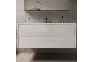 Тумба под раковину подвесная Sancos Libra 120 белая глянцевая - 2