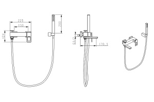 Смеситель для ванны с лейкой и шлангом Boheme Q белый с синим - 2