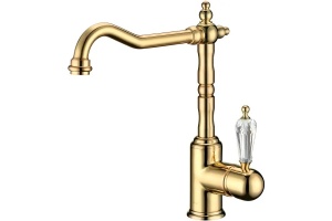 Смеситель для кухни Boheme Tradizionale золото с прозрачным кристаллом Swarovski