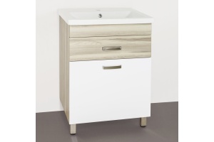 Тумба с раковиной Style Line Ориноко 60 с бельевой корзиной, белая, ориноко