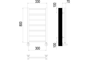 Водяной полотенцесушитель Terminus Контур П7 300х800 Хром - 3