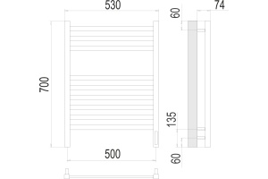 Электрический полотенцесушитель Terminus Ното П9 500х700 Хром - 3