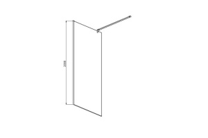 AQ WIW Print 10020BL Душевая перегородка Walk in, с держателем 1000x2000, профиль черный матовый, стекло прозрачное с черным принтом - 2