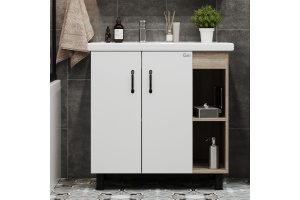 Тумба под раковину Onika Тимбер 80 белый - светлое дерево - 2