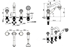 Смеситель Boheme Brillante 393 на борт ванны - 2
