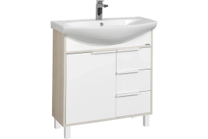 Тумба с раковиной Aquaton Рико 80 белый-светлое дерево