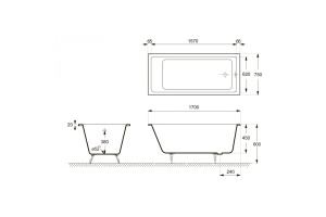 Ванна чугунная Delice Level 170х75 белый - 2