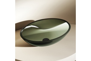 Раковина накладная прозрачная ABBER Kristall AT2802Vesuvian оливковая