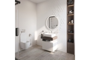 Мебель для ванной STWORKI Ольборг 60 столешница дуб карпентер, без отверстий, с тумбой 60, с раковиной STWORKI Soul 1 белой - 3