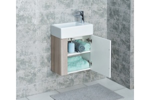 Тумба с раковиной Aquaton Вита 46 белый - светлое дерево - 3