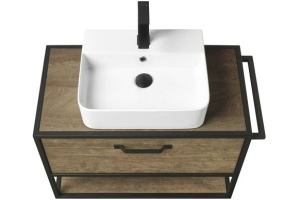 Тумба под раковину Aquaton Лофт Фабрик 80 темное дерево