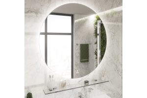 Зеркало круглое STWORKI Мальмё 100 с ореольной подсветкой, сенсор на зеркале, круглое, настенное