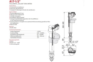Наливной механизм AlcaPlast  (A17 1/2) - 3