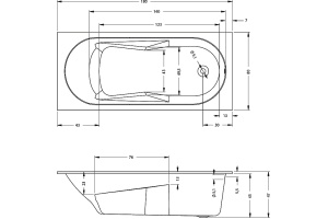 Акриловая ванна Riho Bathtubs Lazy 180x80 - 2