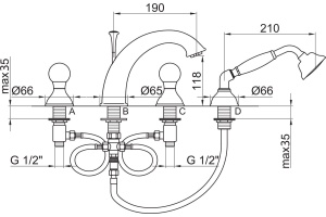 Смеситель Webert Karenina KA730101010 на борт ванны, золото - 3