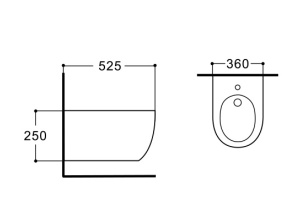 Биде подвесное AQUATEK ЕВРОПА NEW 535*360*250,белое AQ1006-00 - 2
