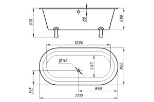 Ванна из искусственного камня Фэма Феррара 2 белая, ножки бронза - 3